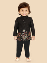 Boys Floral Embroidered Regular Sequinned Indo western Kurta with Pyjamas