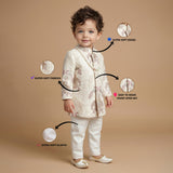 Boys Ethnic Motifs Embroidered Regular Thread Work Silk Georgette Kurta with Trousers