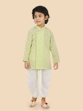 Cotton Full Sleeves Ethnic Motifs Printed Dhoti Kurta Set 13112 Pista