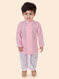 Cotton Full Sleeves Ethnic Motifs Printed Dhoti Kurta Set 13112 Pink