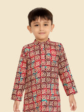 Purple Cotton Blend Kurta Set with Long Sleeve Kurta & Pant style Pyjama for Boys