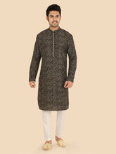 Men's Black Silk Blend Kurta Suit Set