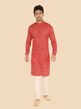 Red & Blue Kurta Suit Set for Boys – Cotton Blend Festive Wear