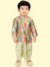 Pista Green Boys Motifs Printed Kurta Set with Dhoti