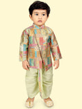 Pista Green Boys Motifs Printed Kurta Set with Dhoti