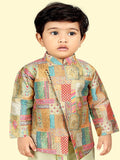 Pista Green Boys Motifs Printed Kurta Set with Dhoti