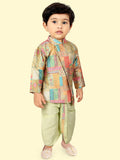 Pista Green Boys Motifs Printed Kurta Set with Dhoti