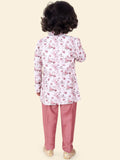 Pink Boys Floral Printed Kurta Set with Pyjamas