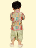 Pista Green Boys Motifs Printed Kurta Set with Dhoti