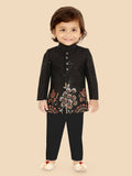 Boys Floral Embroidered Regular Sequinned Indo western Kurta with Pyjamas
