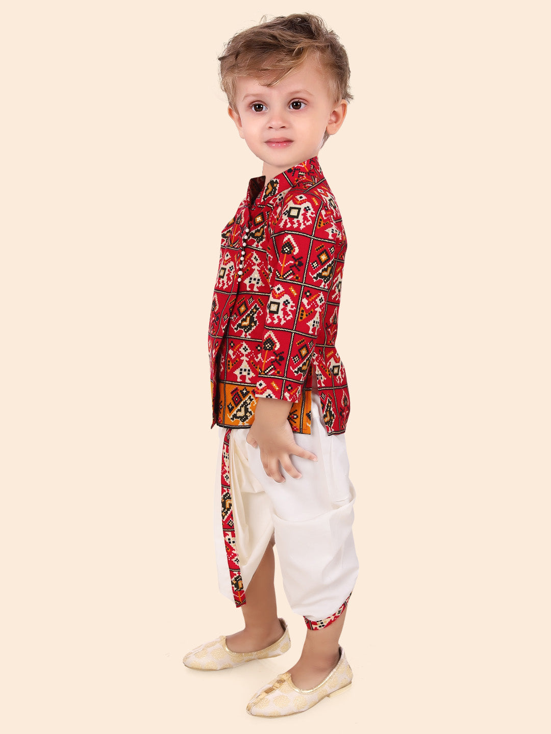 Boys Ethnic Kurta Dhoti Set – Red