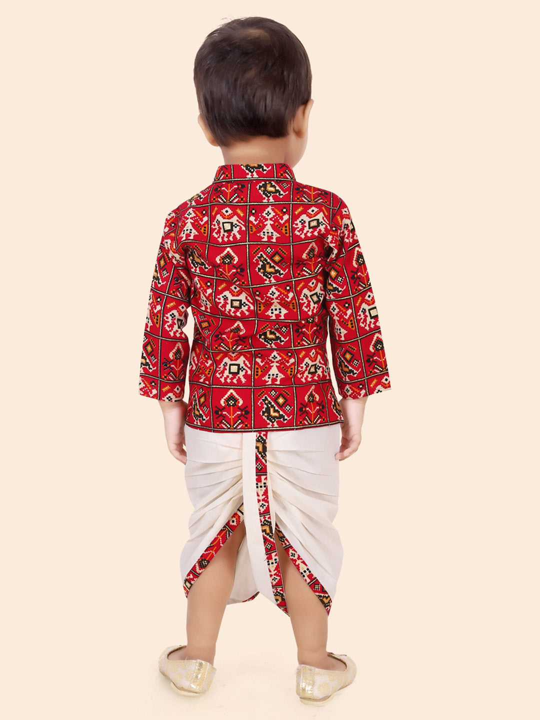 Boys Ethnic Kurta Dhoti Set – Red