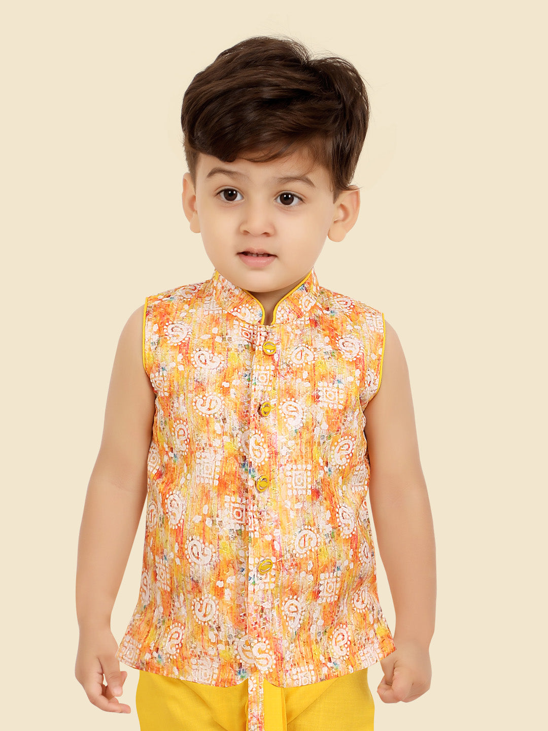 Boys Ethnic Gold Kurta Dhoti Set