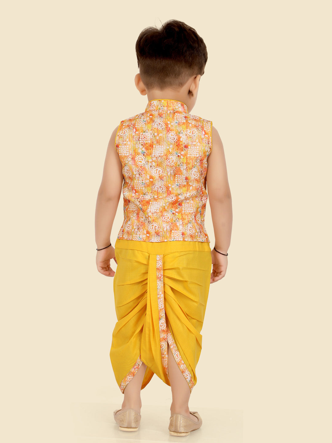 Boys Ethnic Gold Kurta Dhoti Set
