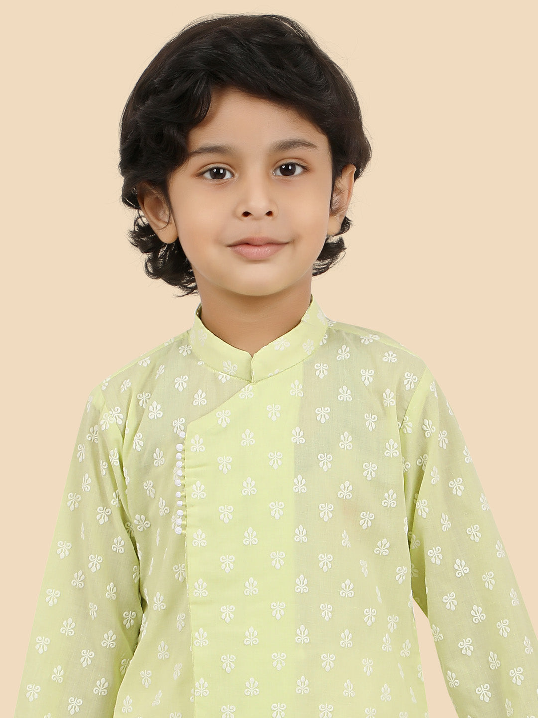 Cotton Full Sleeves Ethnic Motifs Printed Dhoti Kurta Set 13112 Pista