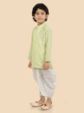 Cotton Full Sleeves Ethnic Motifs Printed Dhoti Kurta Set 13112 Pista