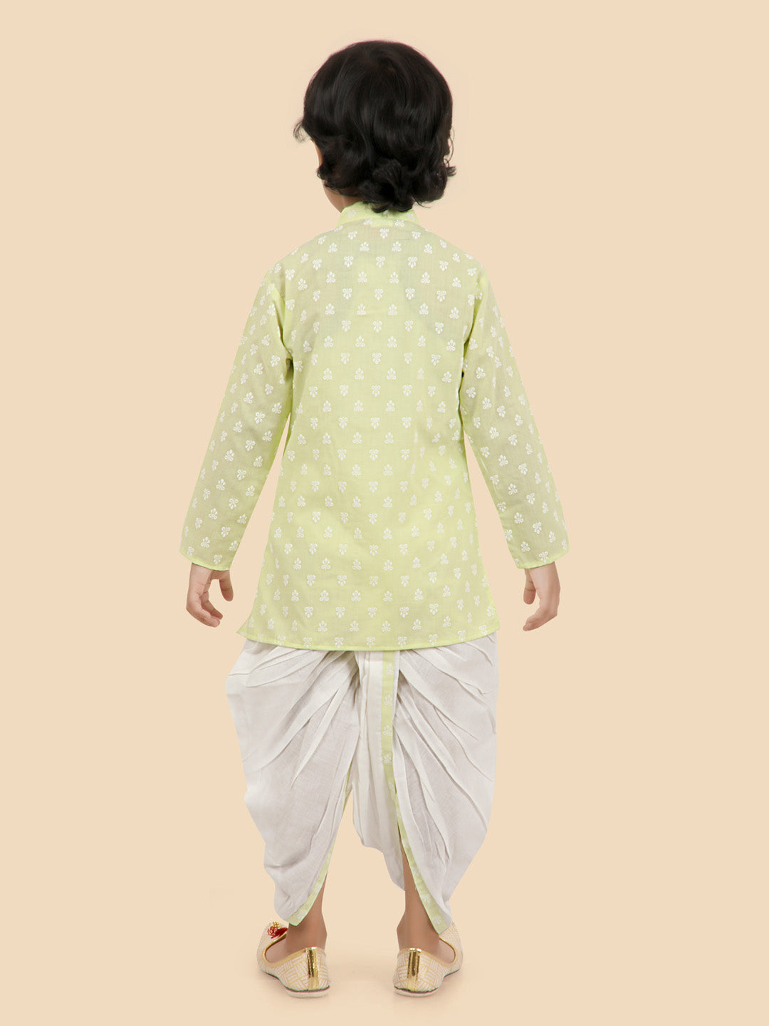 Cotton Full Sleeves Ethnic Motifs Printed Dhoti Kurta Set 13112 Pista