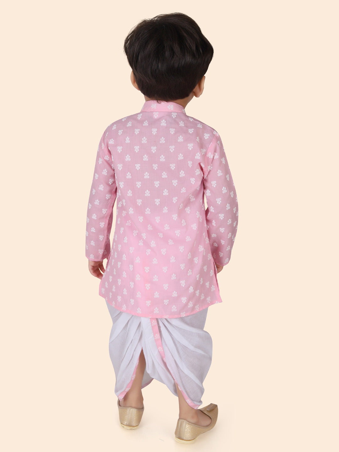Cotton Full Sleeves Ethnic Motifs Printed Dhoti Kurta Set 13112 Pink