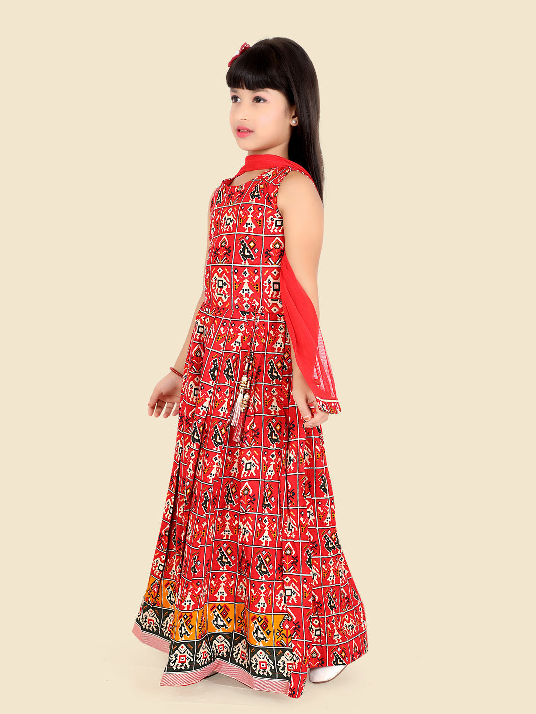 Elegant Red Ghagra Choli Set with Dupatta for Girls