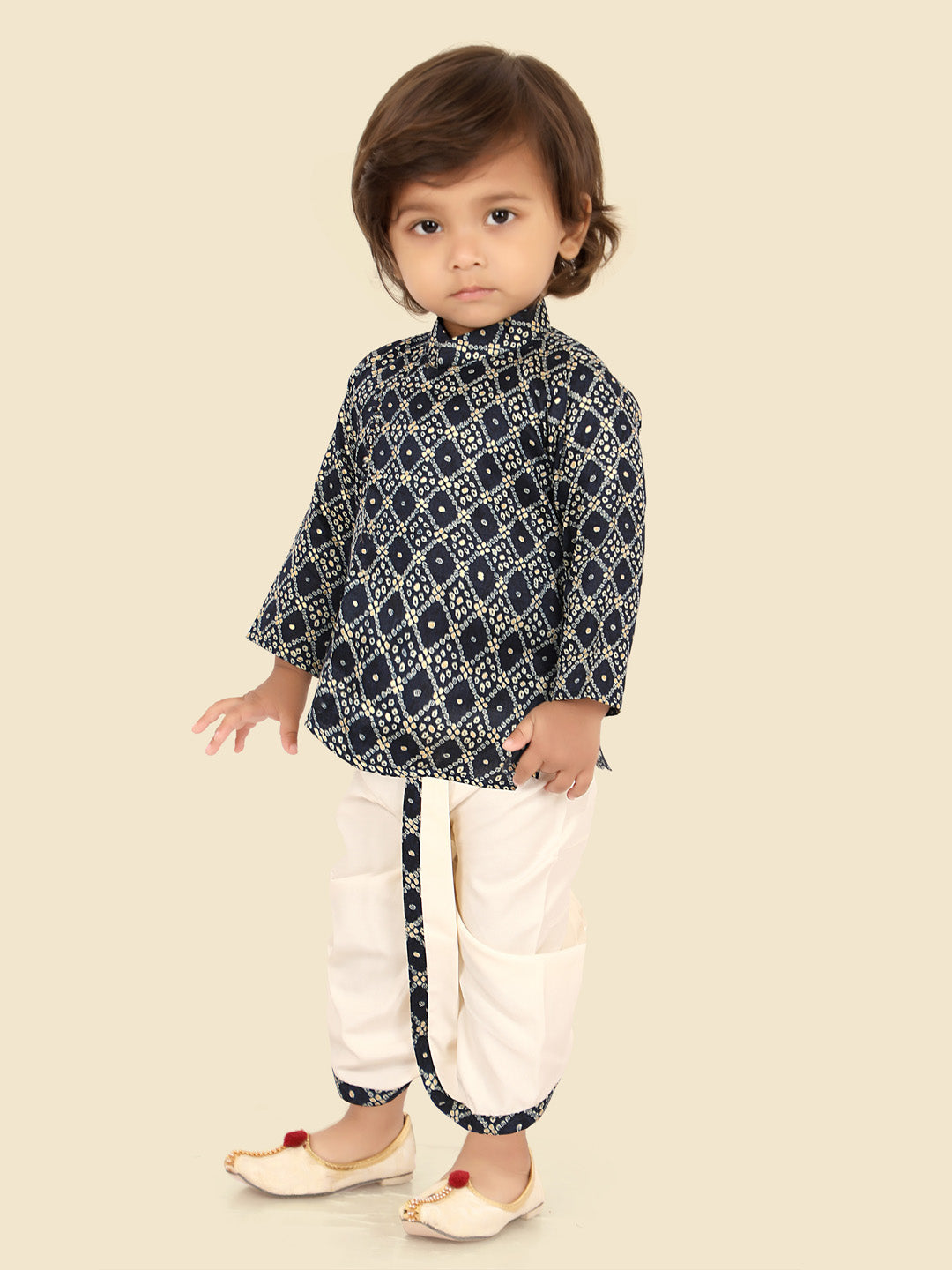 Elegant Navy Blue Indian Dhoti Kurta Set for Boys