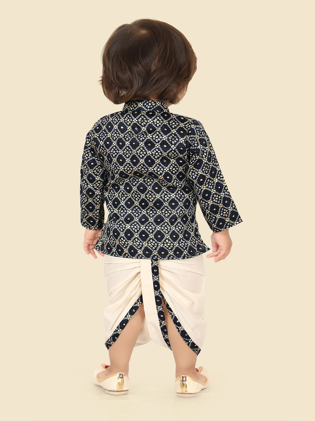 Elegant Navy Blue Indian Dhoti Kurta Set for Boys