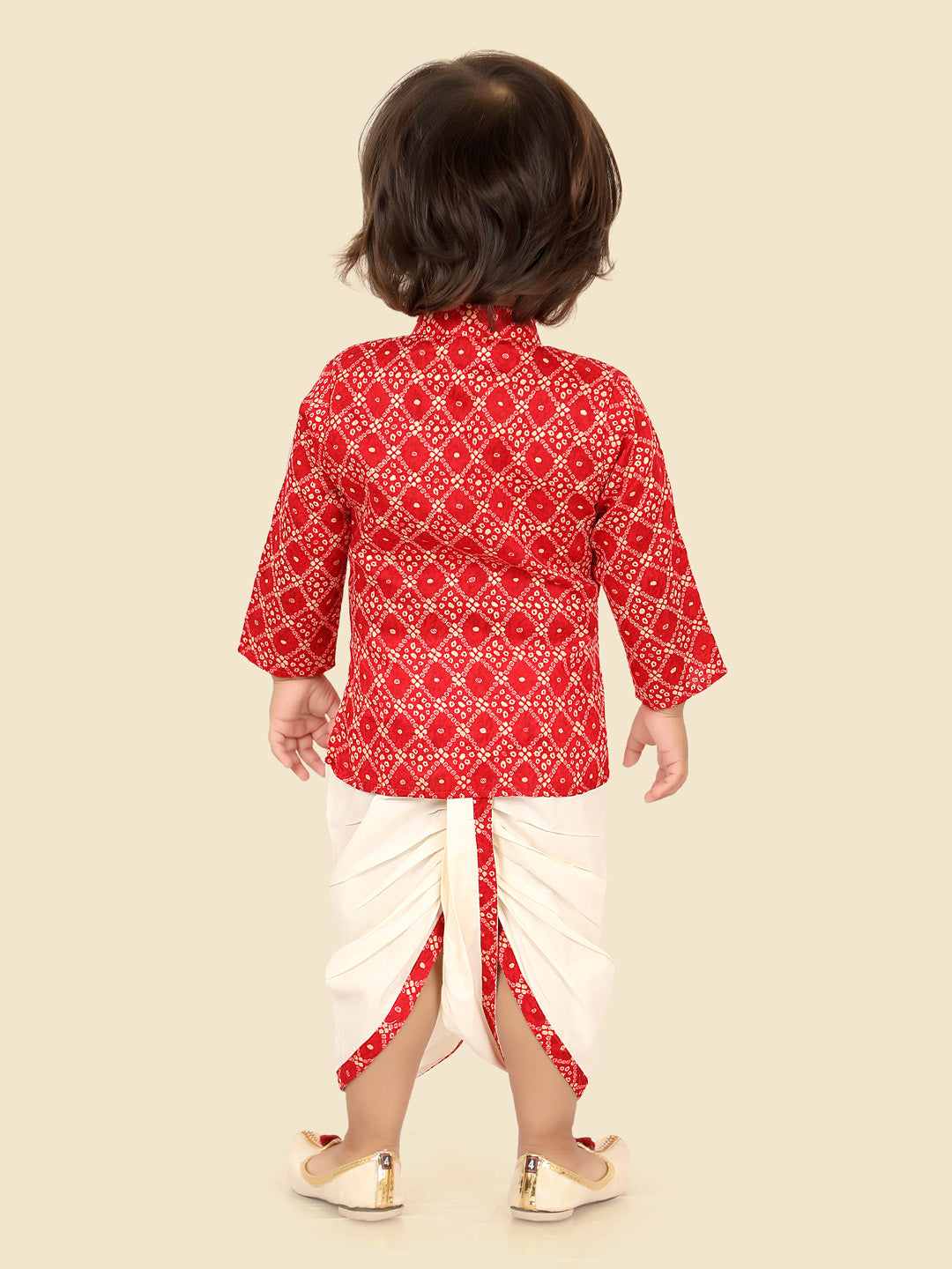 Bold Red Indian Dhoti Set for Boys – Traditional Festive Wear