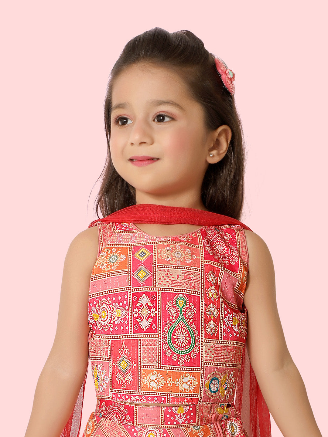 Elegant Pink Ghagra Choli Set for Girls – Traditional Festive Wear with Dupatta