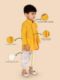Boys Yellow Cotton Kurta with White Dhoti Pants Set Demo 13261-Gold