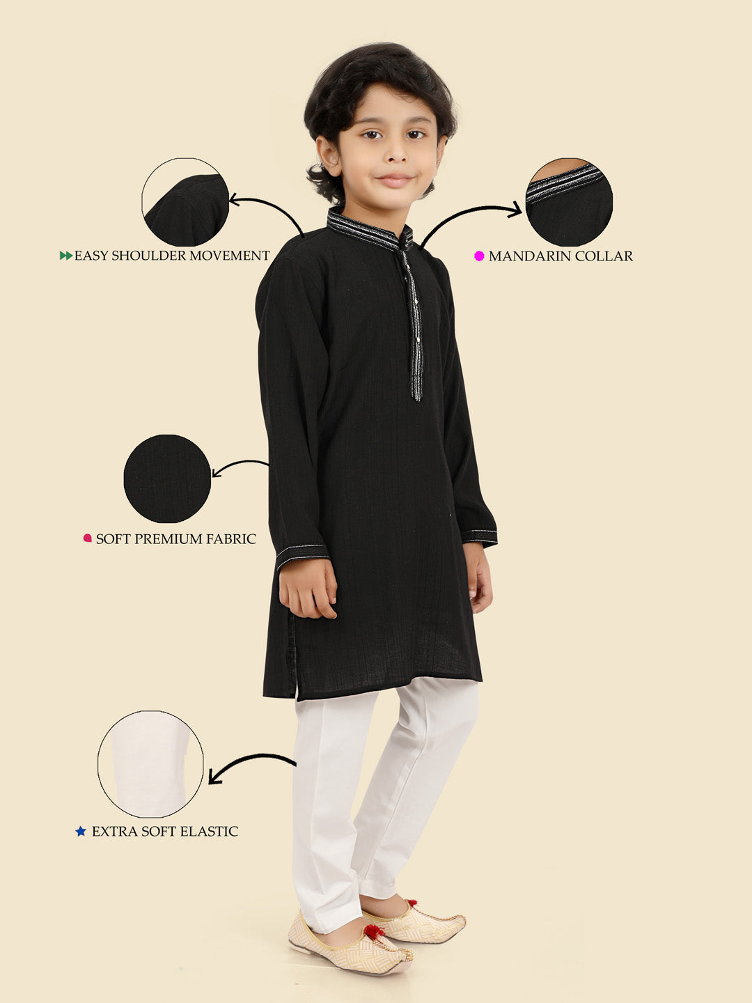 Classic Cotton Silk Kurta Pyjama Set for Boys