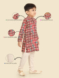 Purple Cotton Blend Kurta Set with Long Sleeve Kurta & Pant style Pyjama for Boys