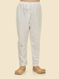 Purple Cotton Blend Kurta Set with Long Sleeve Kurta & Pant style Pyjama for Boys
