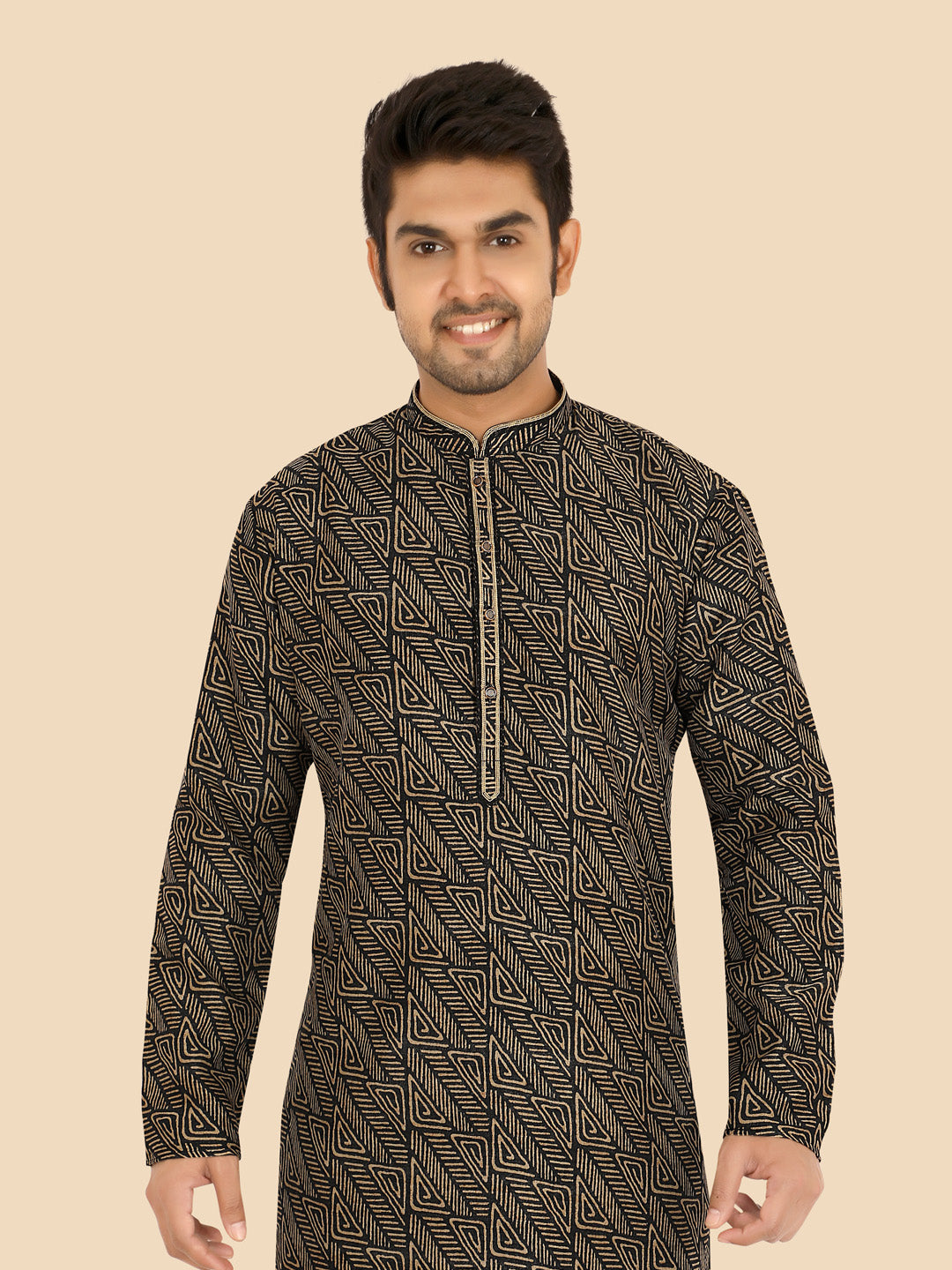 Men's Black Silk Blend Kurta Suit Set