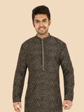 Men's Black Silk Blend Kurta Suit Set