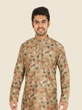 Man wearing a patterned pista kurta