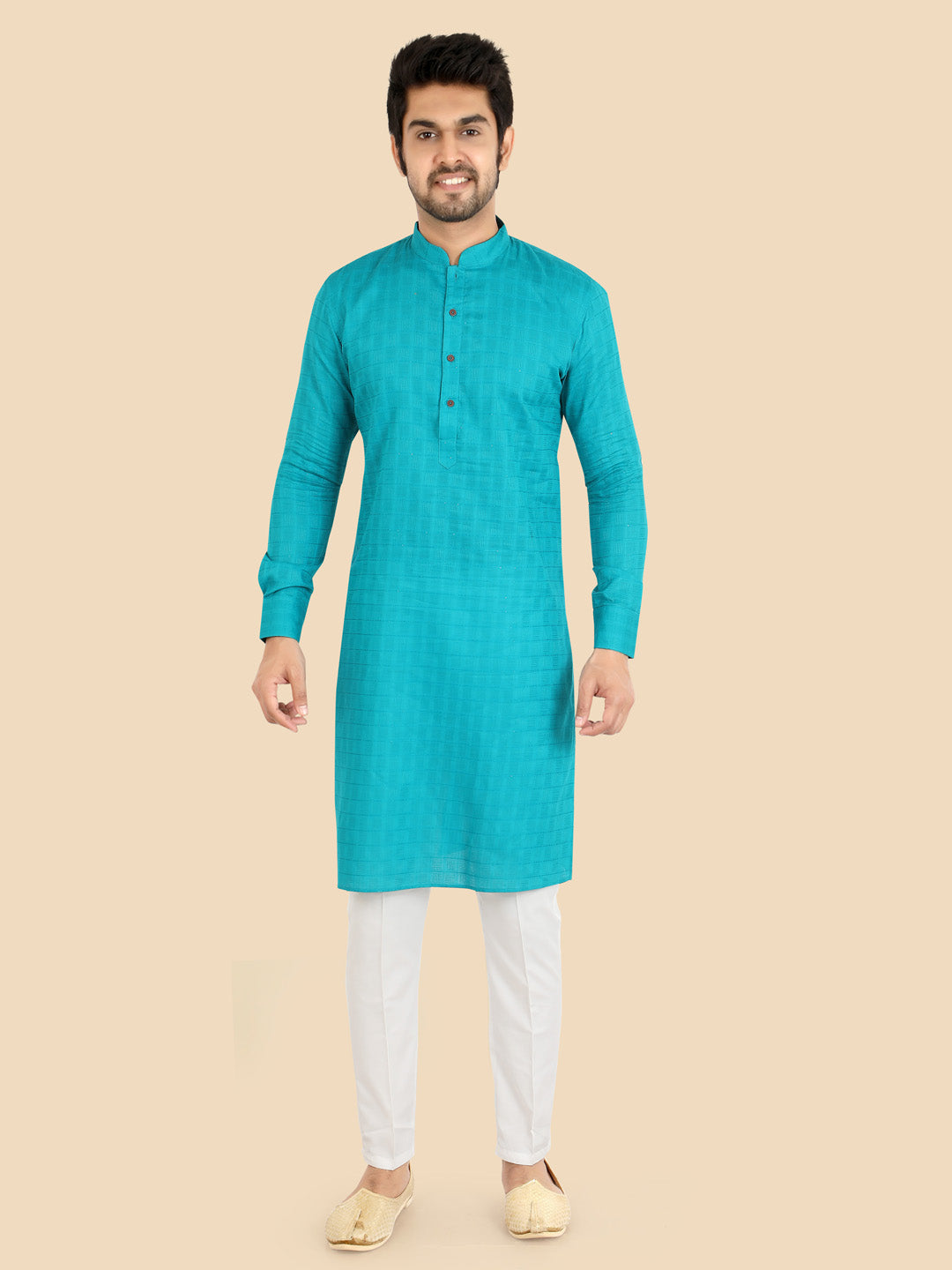 Men's Cotton Blend Kurta Pyjama Set