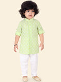 Pista Green Boys Ethnic Motifs Printed Kurta Set with Pyjama