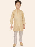 Fawn Boys Chanderi Silk Kurta Set with Pyjama