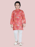 Pink Boys Motifs Kurta Set with Pyjama