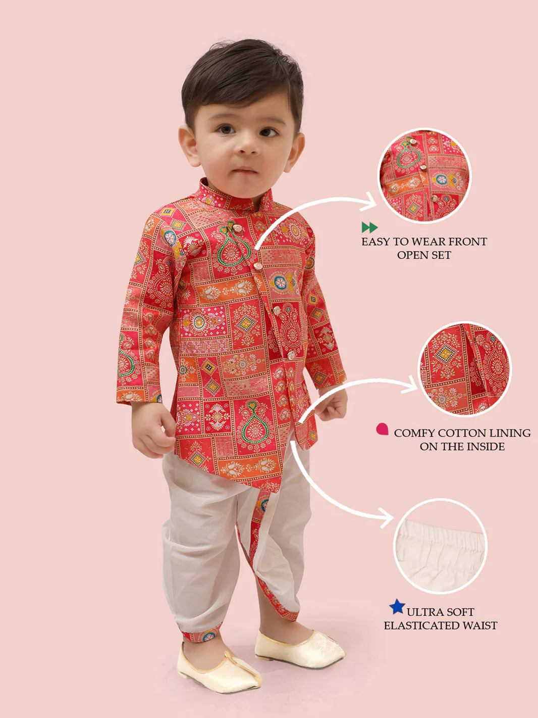 Charming Pink Dhoti Kurta Set for Boys – Traditional Festive Ensemble