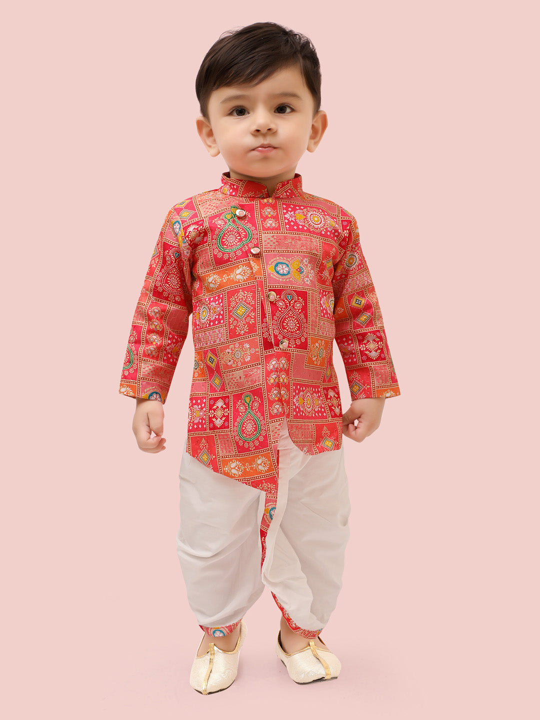 Charming Pink Dhoti Kurta Set for Boys – Traditional Festive Ensemble