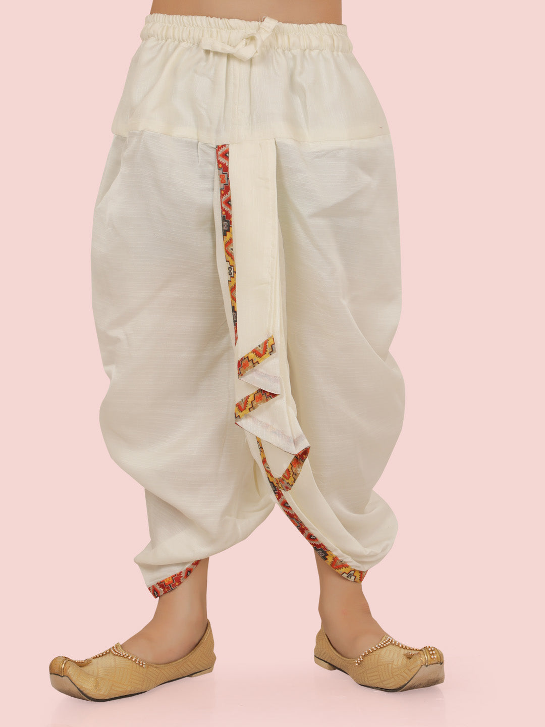 Multi Motif Printed  Jacket Set with Long Sleeve Kurta & Dhoti Style Bottom For Boys