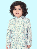 Green Boys Floral Printed Kurta Set with Pyjamas