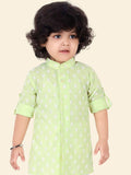 Pista Green Boys Ethnic Motifs Printed Kurta Set with Pyjama