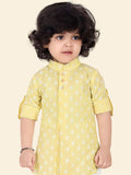 Lemon Yellow Boys Ethnic Motifs Printed Kurta Set with Pyjama