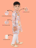 Fawn Cotton Blend Kurta Pyjama Set for Boys