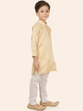 Fawn Boys Chanderi Silk Kurta Set with Pyjama