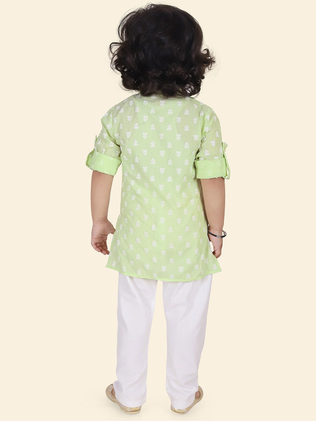Pista Green Boys Ethnic Motifs Printed Kurta Set with Pyjama