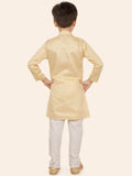 Fawn Boys Chanderi Silk Kurta Set with Pyjama