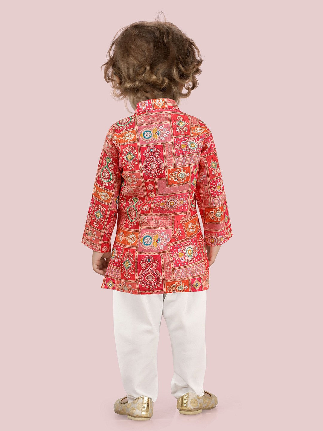 Pink Boys Motifs Kurta Set with Pyjama