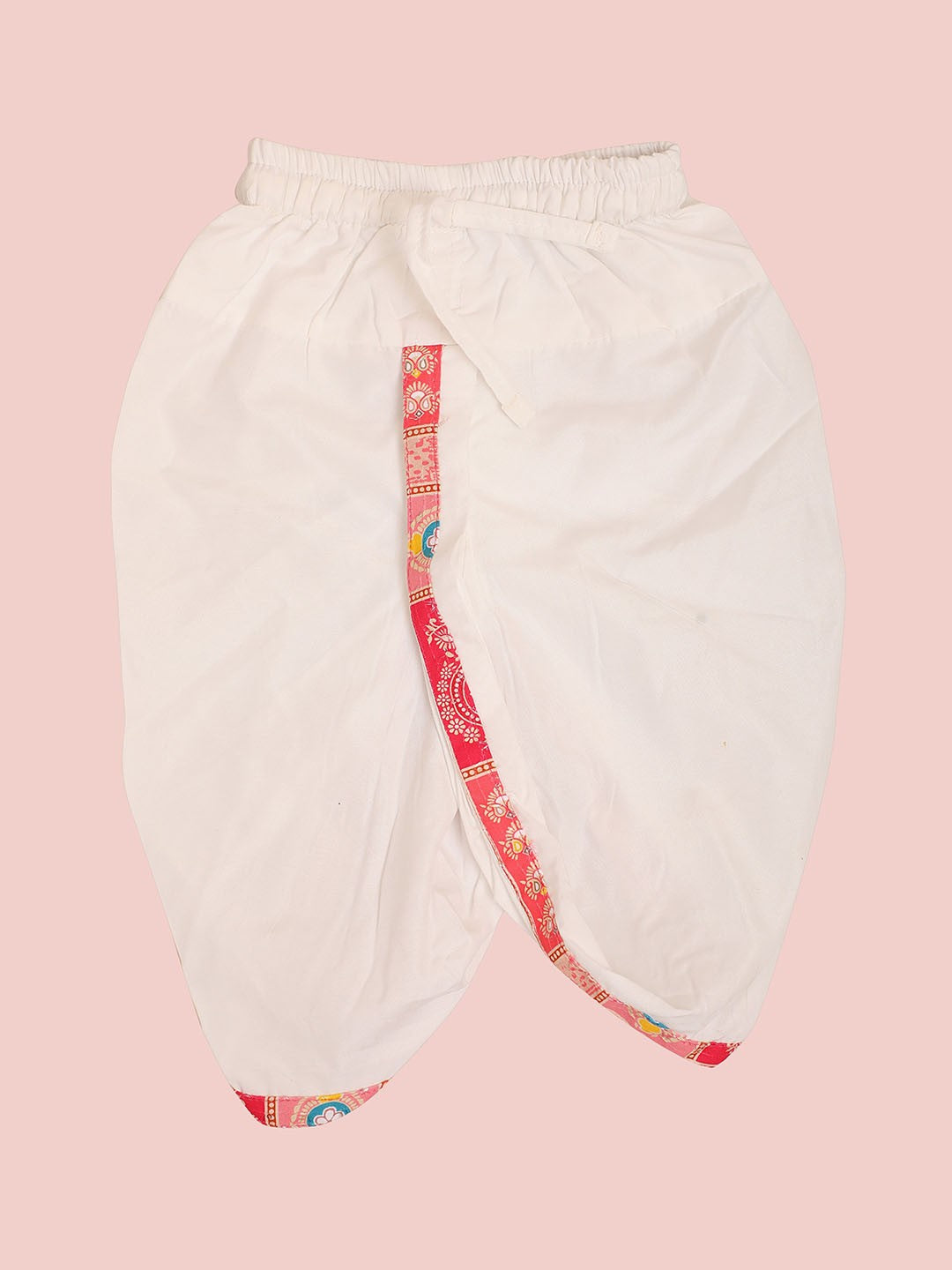 Pink Boys Kurta Set with Dhoti & Printed Kurta